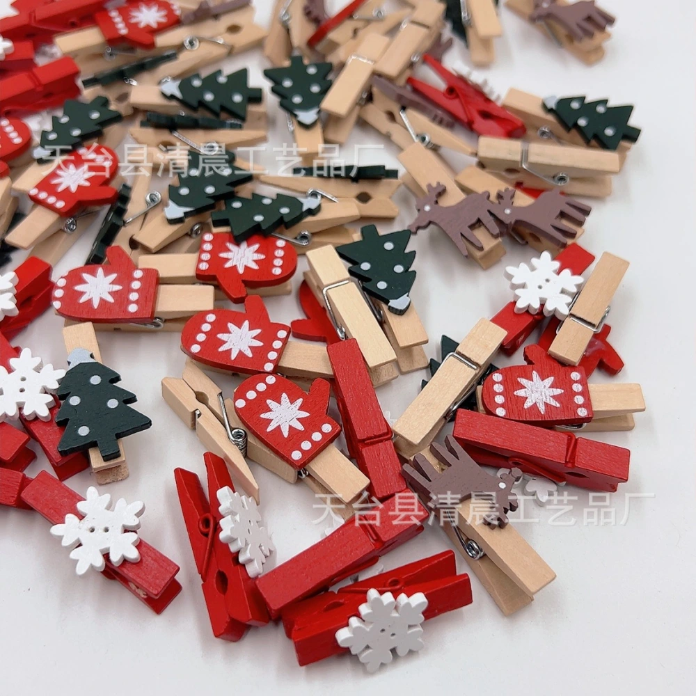 100pcs Xmas Photo Clips Craft Clips Christmas Memo Clamps Pictures Note Clips