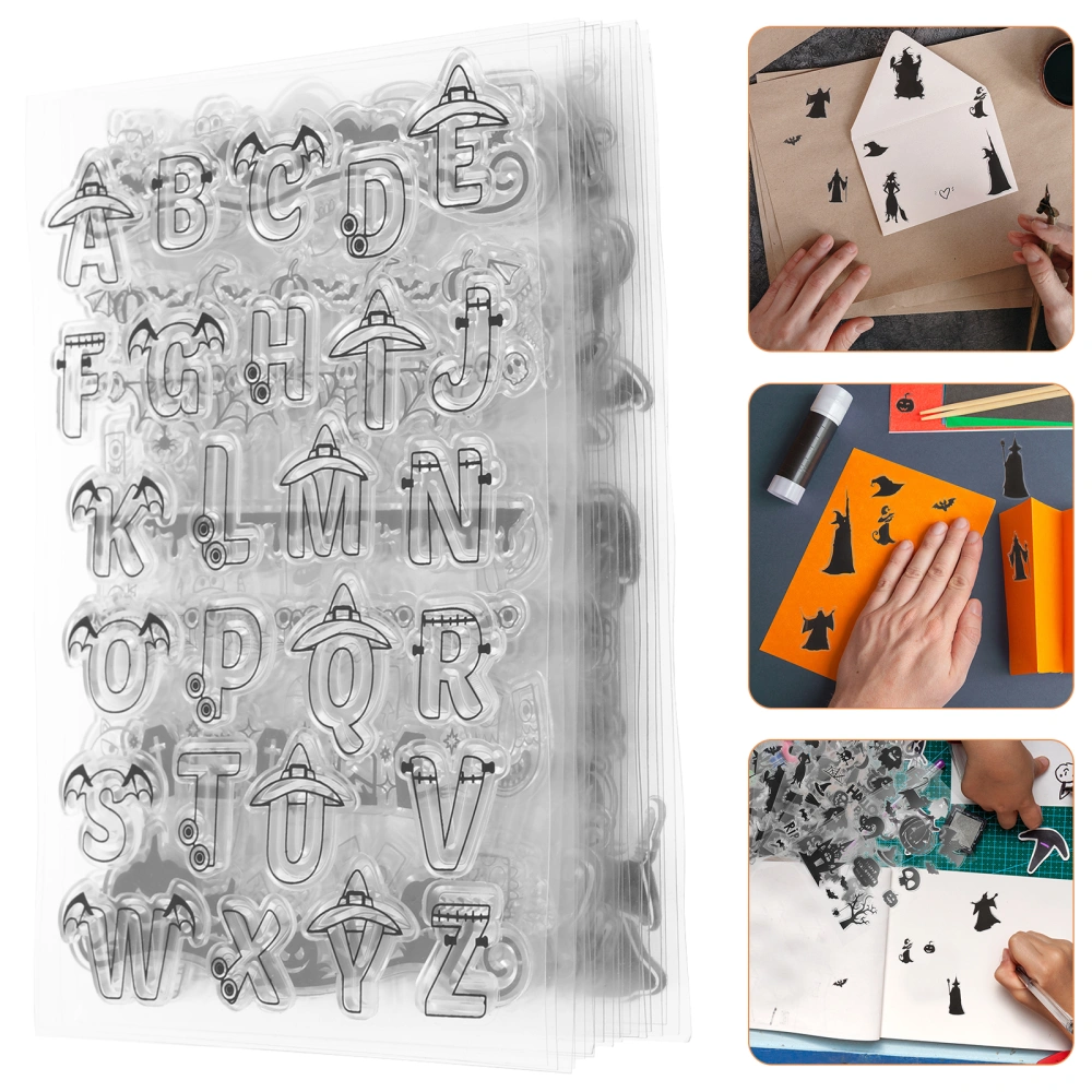 10Pcs Halloween Clear Stamps Trick or Treat Clear Silicone Stamps DIY Stamps Mixed Style