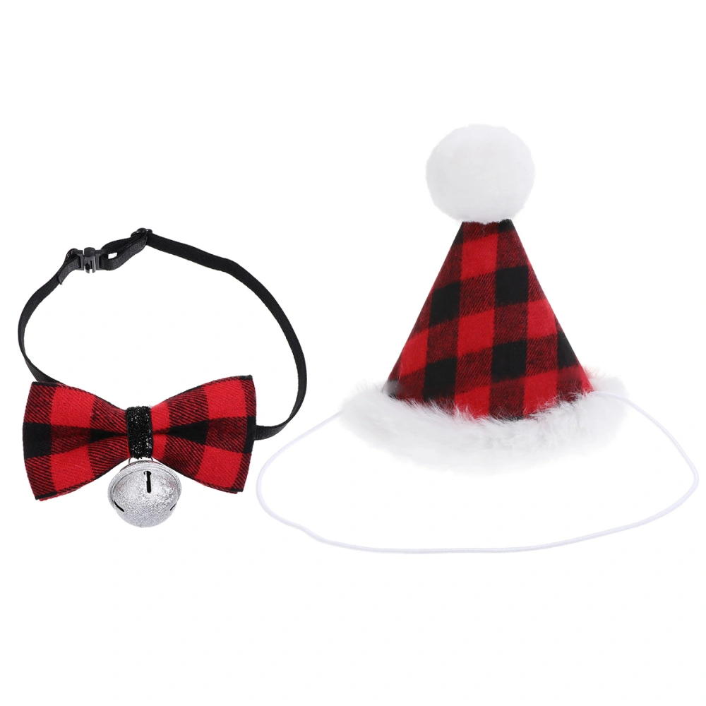 2pcs Pet Creative Collar and Pet Christmas Hat Dog Tie with Bell Dog Accessories