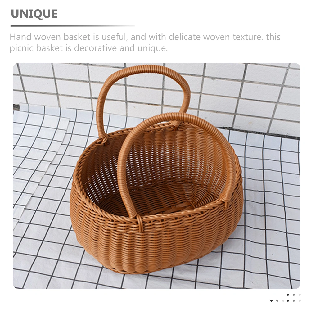 Woven Picnic Basket Flower Storage Basket Gift Basket Hand Woven Flower Basket with Handle