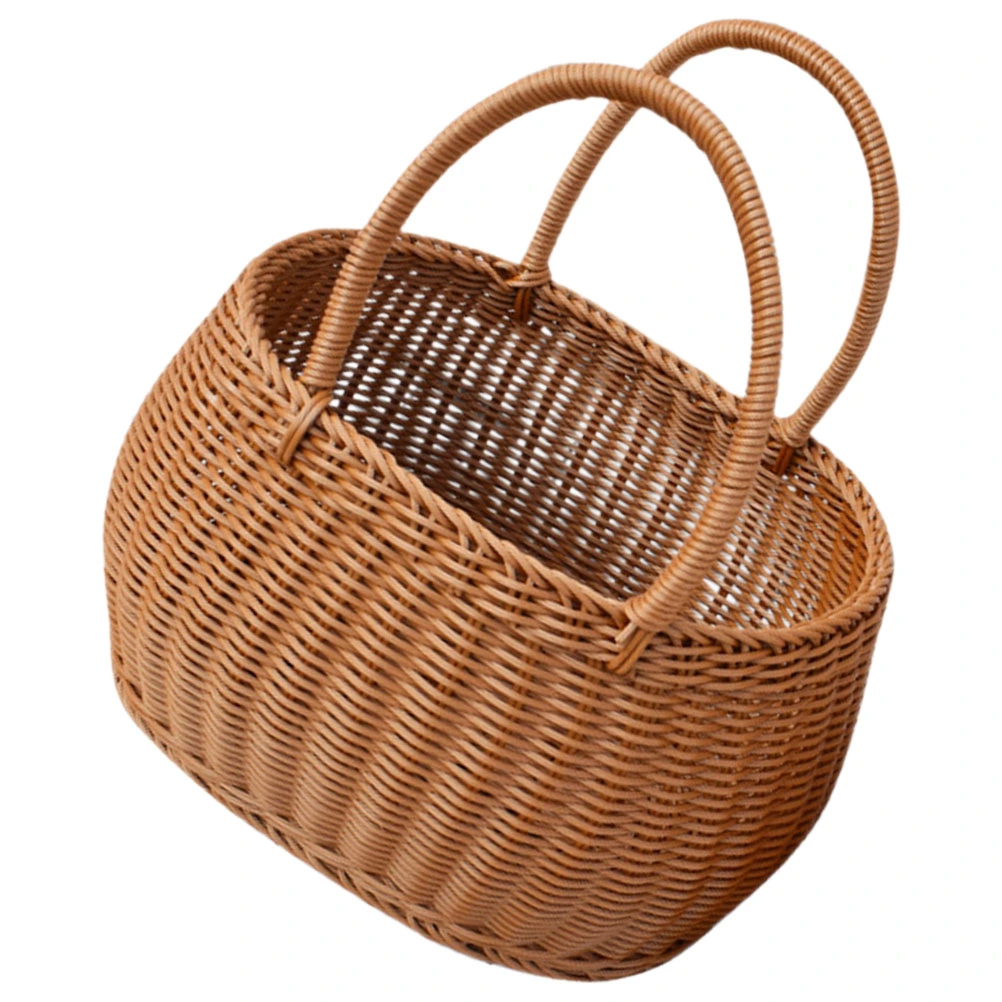 Woven Picnic Basket Flower Storage Basket Gift Basket Hand Woven Flower Basket with Handle
