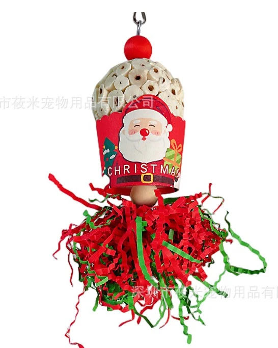 Xmas Theme Bird Hanging Toy Parrot Chewing Plaything Parrot Hanging Toy Birdcage Accessory