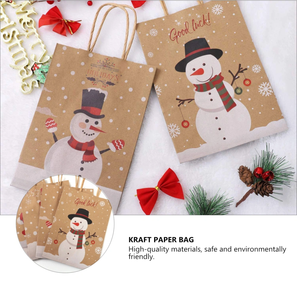 1 Set 5Pcs Christmas Kraft Paper Gift Bags Handheld Wrapping Bags (Random Color)