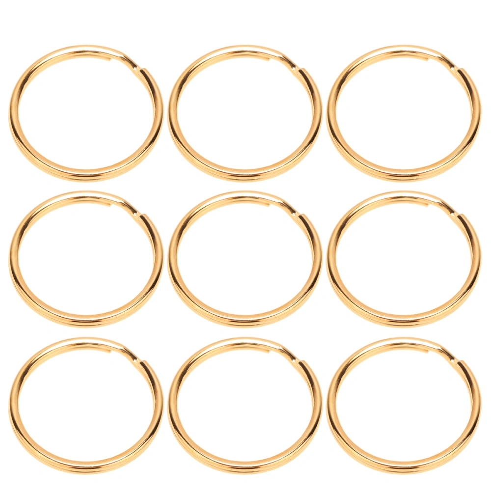 100pcs Round Flat Key Chain Rings Metal Ring Golden Key Rings for Home Car Keys Organization (Golden 25mm External Diameter)