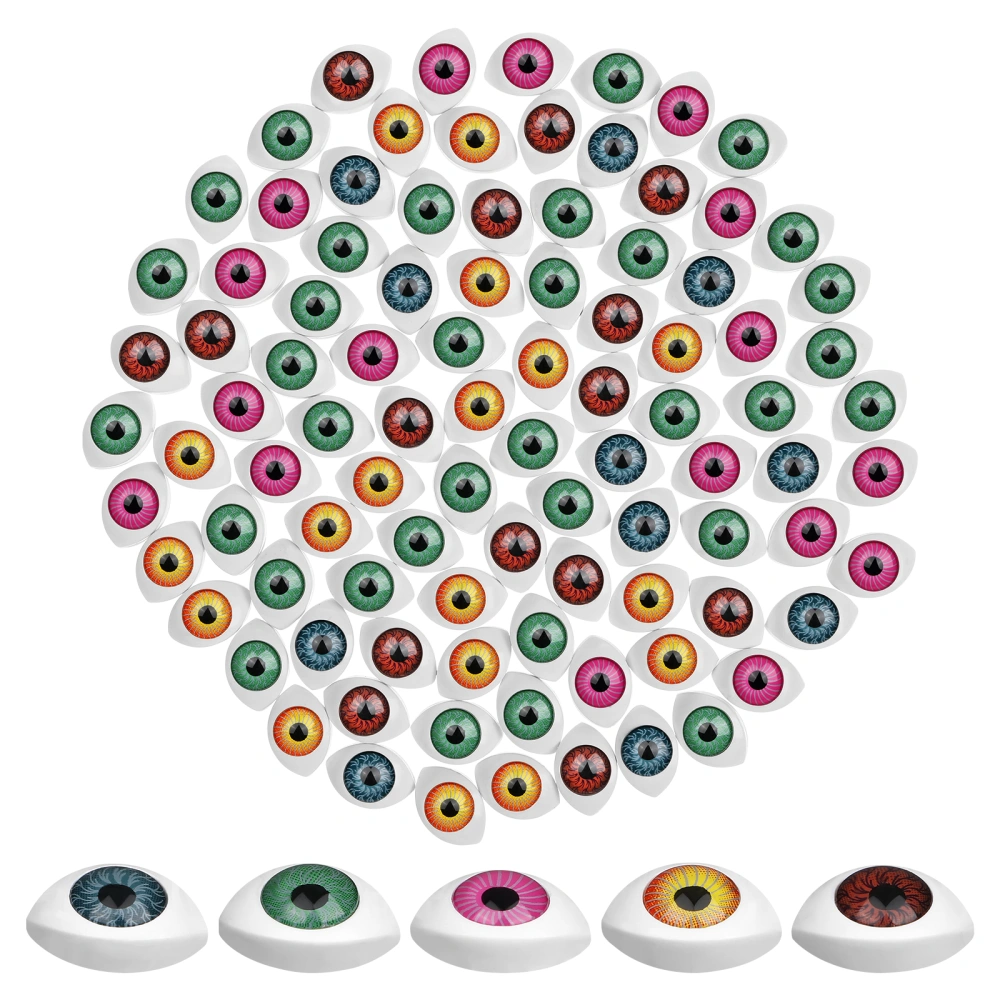 100 Pcs Simulation Eyeballs Oval Shape Safe Doll Eyes DIY Sewing Crafting Accessories Halloween Horror Props