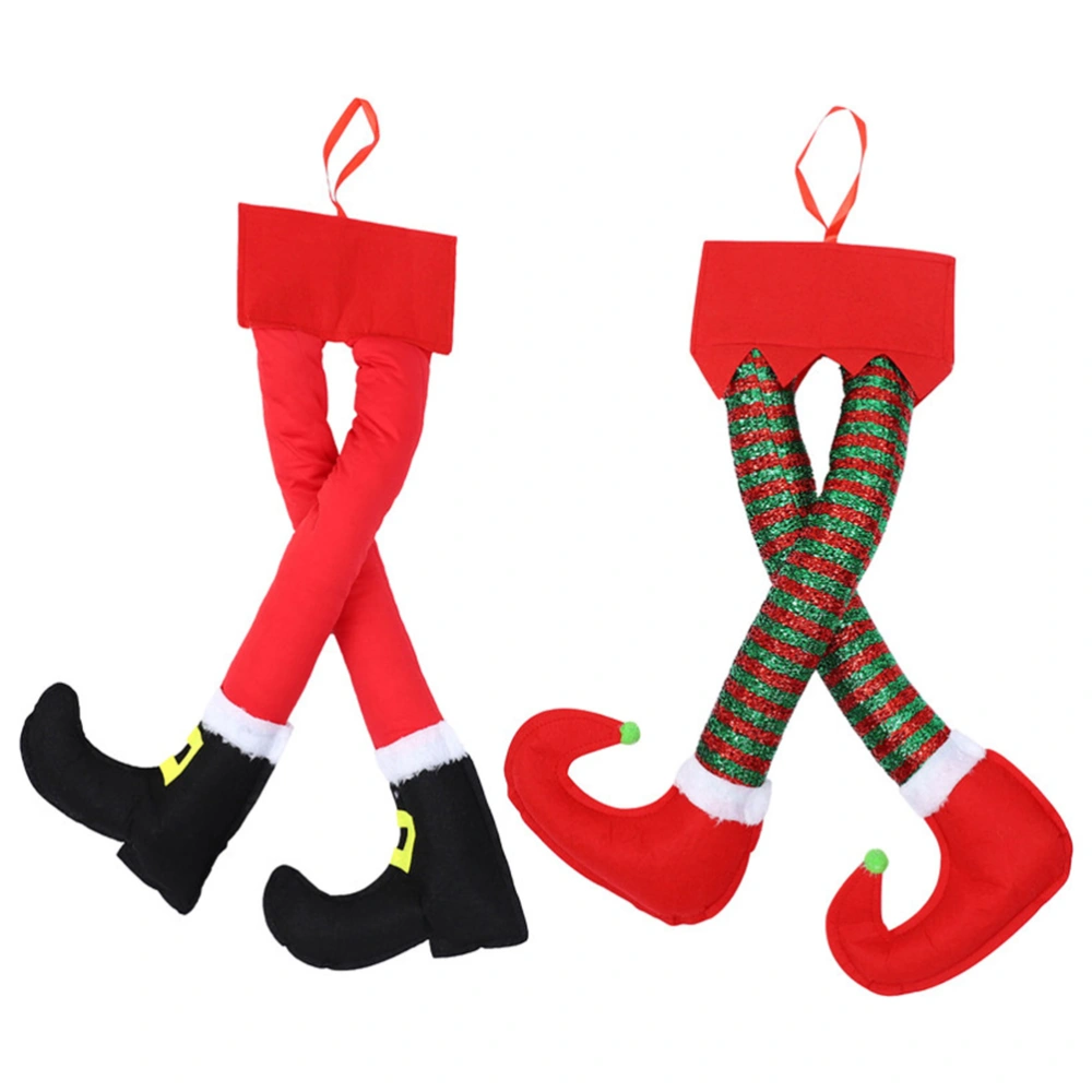 2Pcs Christmas Strip Elf Legs Pendants Christmas Decorative Hanging Ornaments