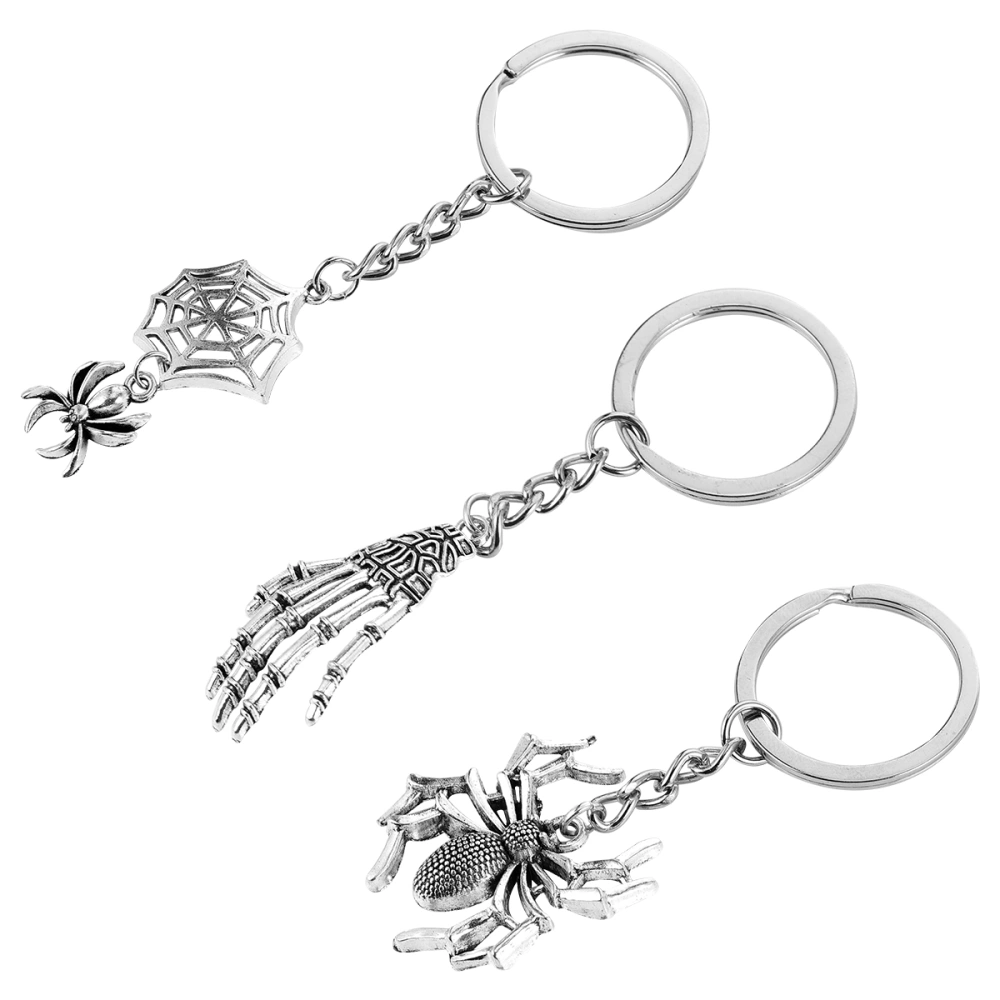 3Pcs Creative Keychain Halloween Keyring Key Accessory for Hanging Keys (Silver)