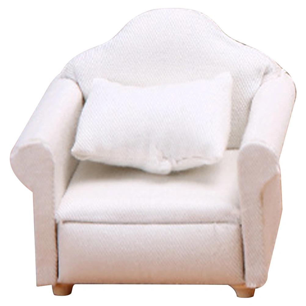 Doll House Couch Doll House Mini Single Sofa Miniature Wooden Single Sofa with Pillow