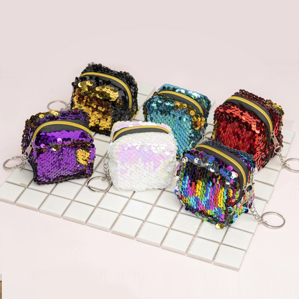 4pcs Zippered Short Purse Sequin Coin Bag Stereoscopic Small Wallet Woman Portable Change Bag Fashion Key Storage Pouch(Random Color)