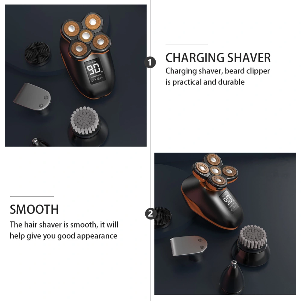 1 Pc Five-headed Razor Rechargeable Shaver Self-service Razors for Men (Black)