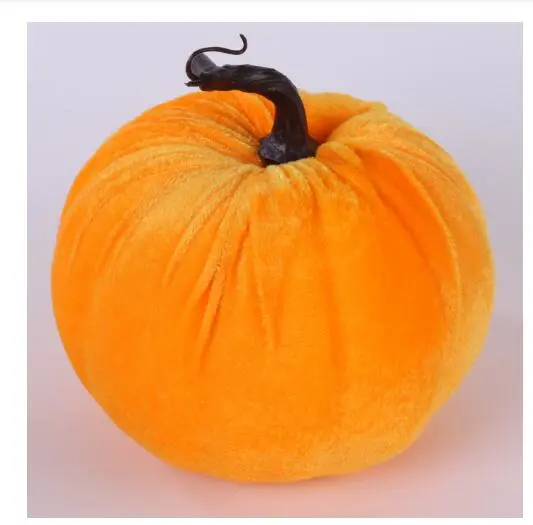 2pcs Stuffed Halloween Pumpkin Decor Solid-color Pumpkin Toy Supple Pumpkin Plush Decoration