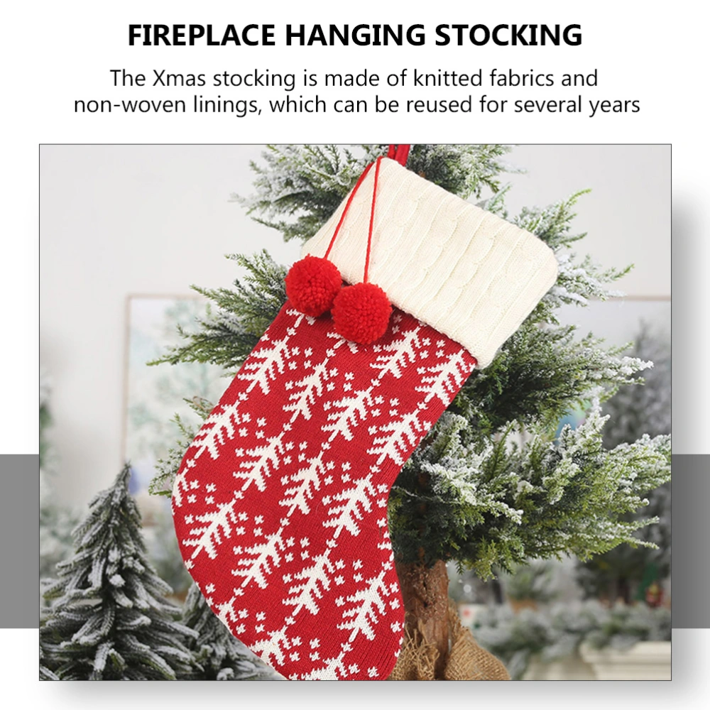 1pc Creative Knitted Christmas Stockings Xmas Tree Decoration Mantel Ornaments