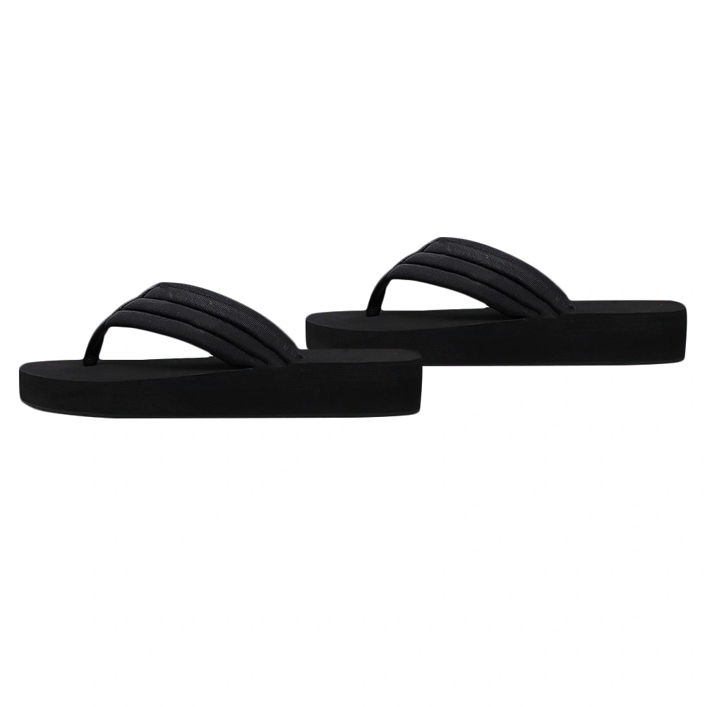 1 Pair of Summer Slippers Platform Flip-flops Non-slip Beach Shoes House Slippers for Women Girls - Size 39 7.5US 5UK 38.5EU (Black)