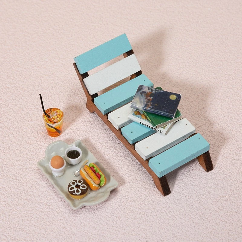 2Pcs Wooden Doll House Furniture Miniature Lounge Chair Model Pretend Play Furniture Toy