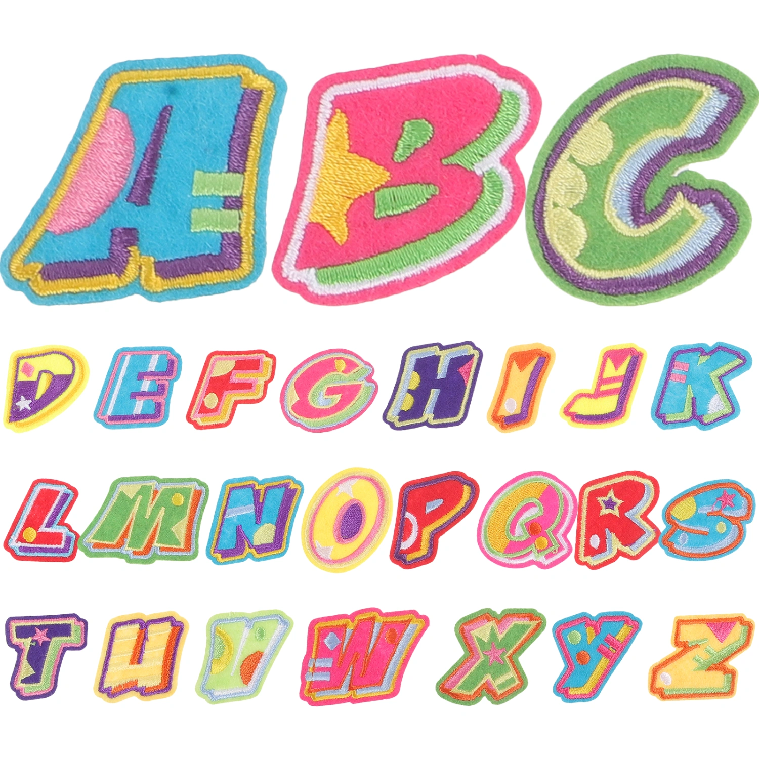 1 Set of Clothing Patches Letter Iron On Patches Embroidered DIY Patches Colored Sewing Letters