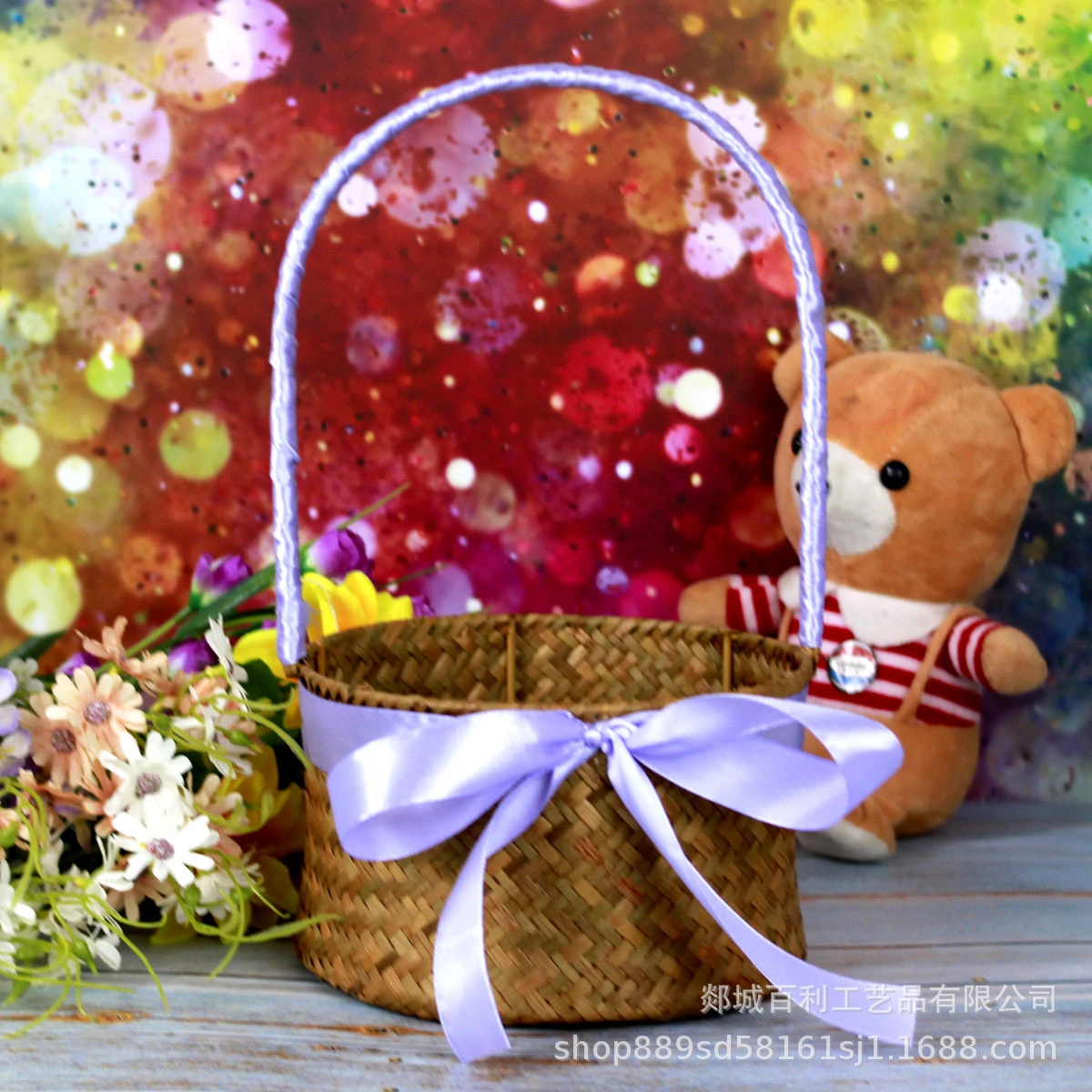 Picnic Basket with Handle Flower Girl Basket Garden Home Storage Basket Natural Basket