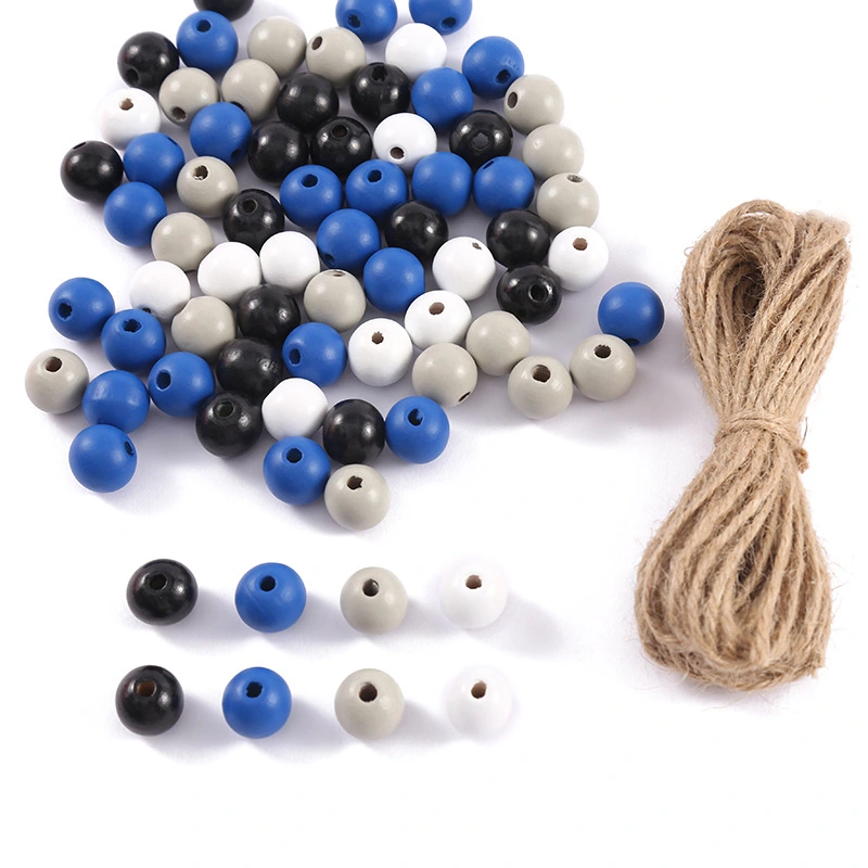 1 Set of Wood Beads Wood Spacer Beads Loose Beads Diy Beads with Hemp Rope