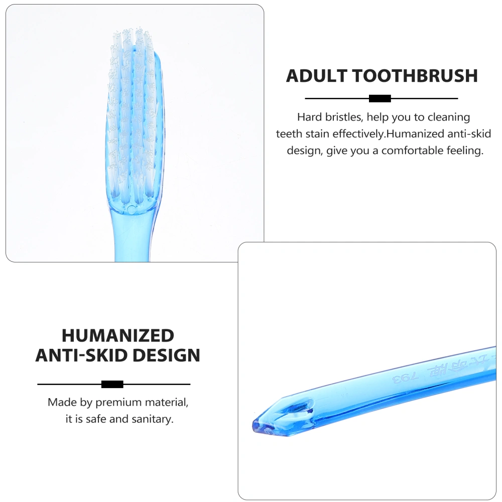 10Pcs Adults Toothbrushes Plastic Teeth Cleaning Brushes Large Head Toothbrushes Travel Brushes (Random Style)