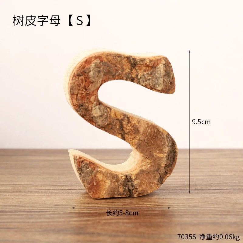 Wooden Letter Sign Decorative Rustic Bark Letter DIY Theme Party Decoration