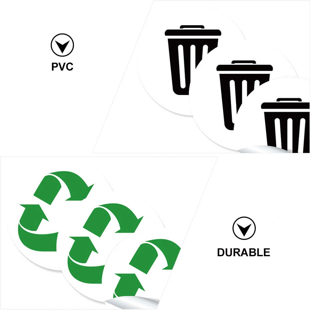 1 Set of 6 Sheets PVC Garbage Sorting Stickers Adhesive Trash Bin Sticker