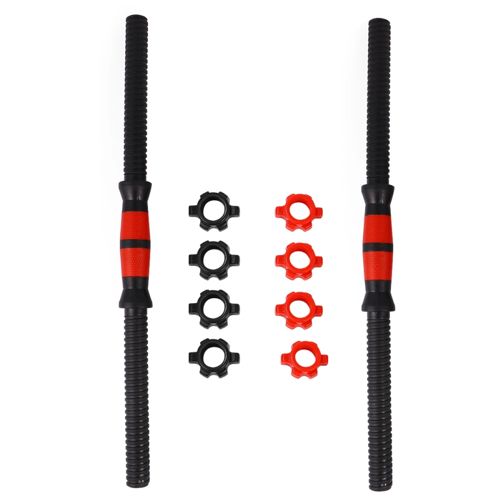 1 Set Special Dumbbell Bar Barbell Connecting Rod Hand Bell Grip Rod Household Fitness Equipment Rod for Home Gym Use (2PC 50CM Red Dumbbell Rod+4PCS Red Nuts+4PCS Black Nuts)