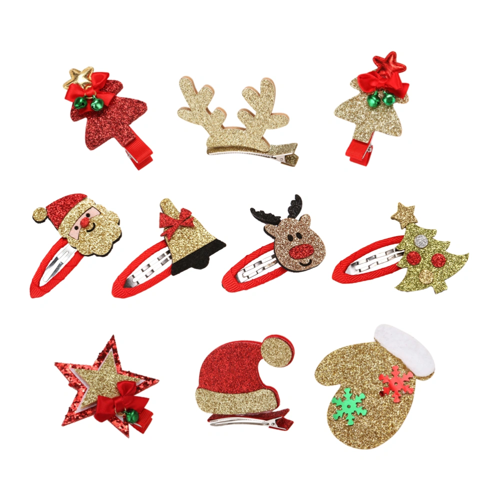 10pcs Lovely Christmas Themed Snap Hair Clips Barrettes Hair Accessories for Toddlers Girls Children Kids Teens (Random Patterns)