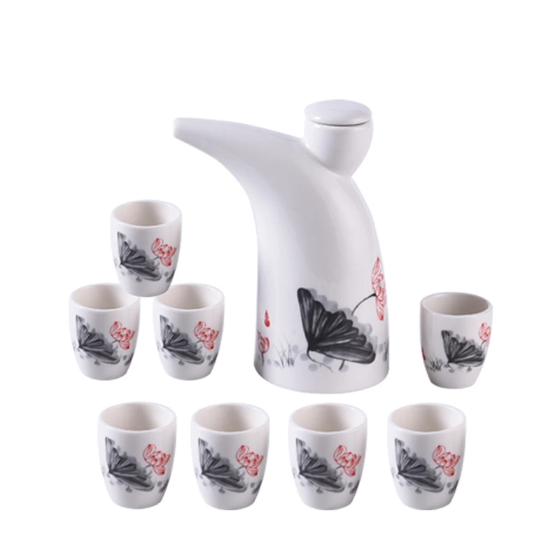 1 set of Traditional Wine Pot Ceramic Sake Kettle with Cups Ceramic Sake Wine Pot