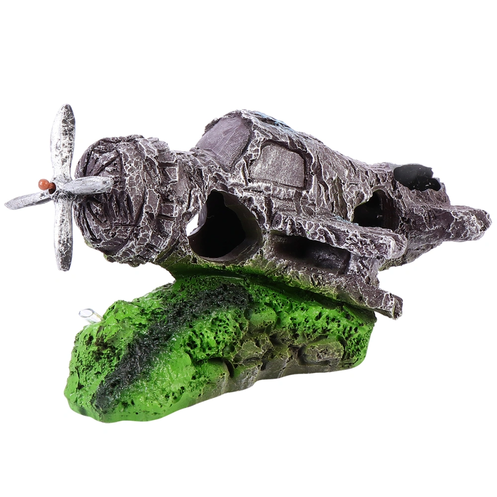 Fish Hiding Cave Plane Remains Decor Resin Fish Tank Aquarium Adornment