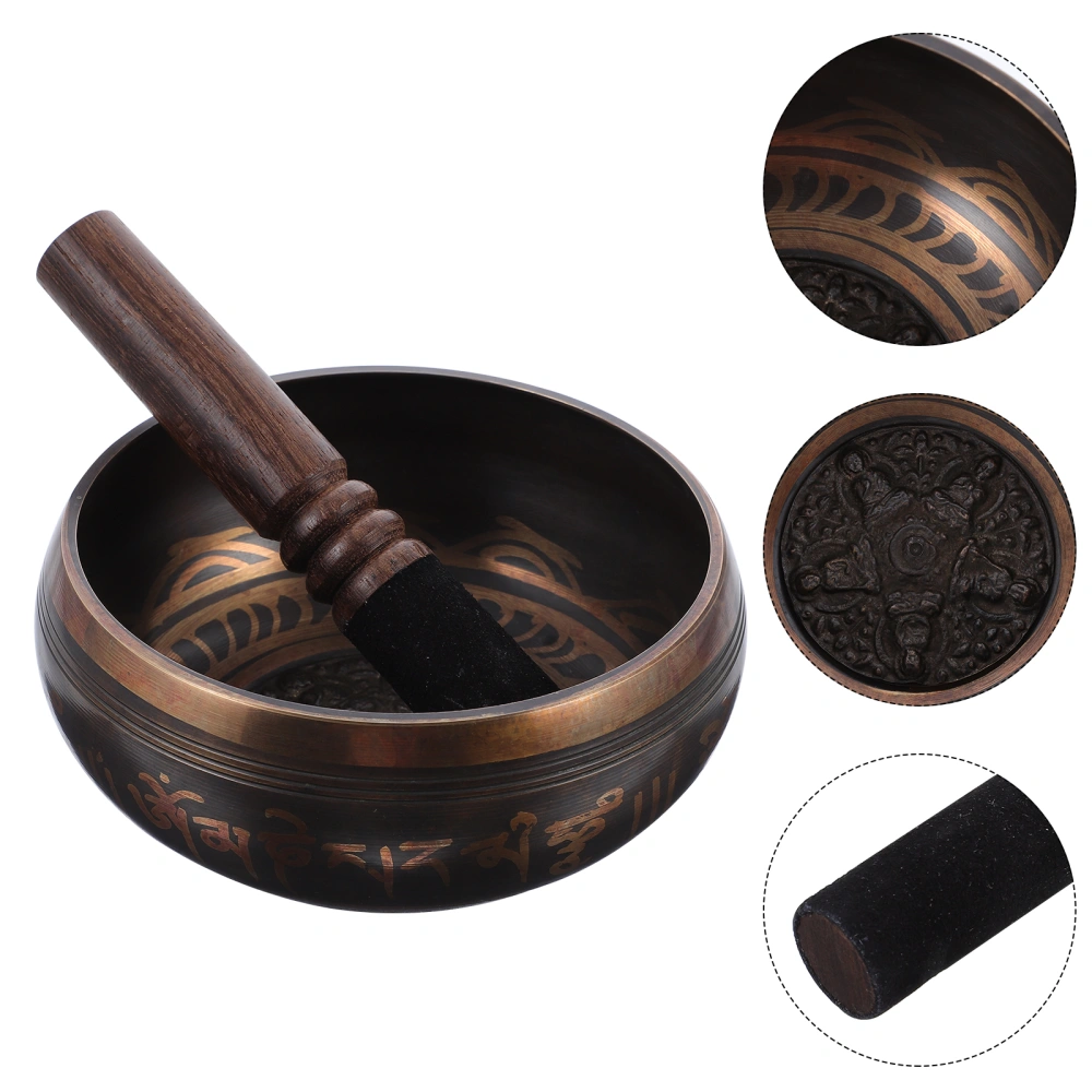 1 Set Singing Bowl Yoga Meditation Bowl Buddha Sound Bowl Simple Wooden Rod