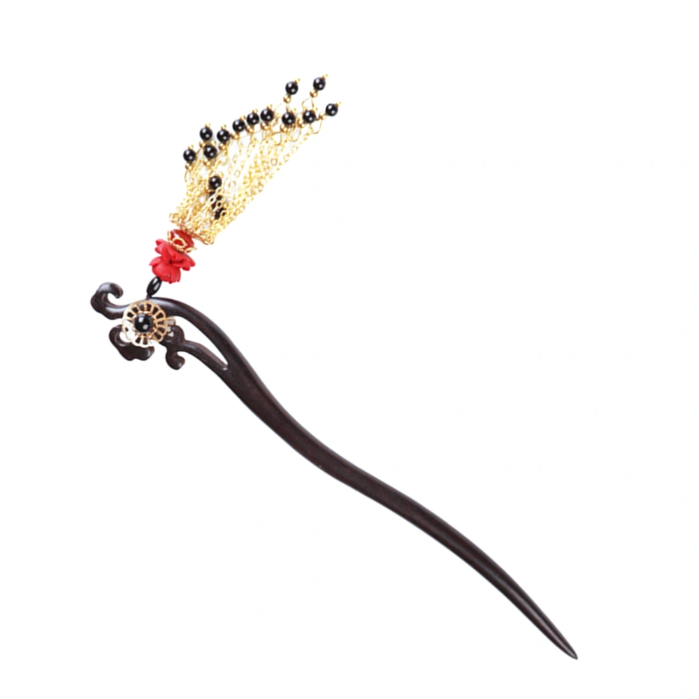 Natural Sandalwood Hairpin Vintage Headdress Wedding Hair Stick for Hanfu