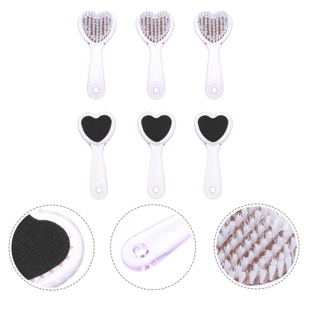 6pcs Heart Shaped Foot File Handle Callus Remover Pedicure Foot Rasp with Brush