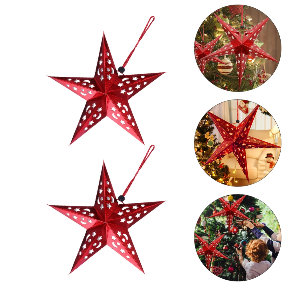 1 Set of Christmas Hanging Pendant Stereo Pentastar Hanging Light Xmas Decor