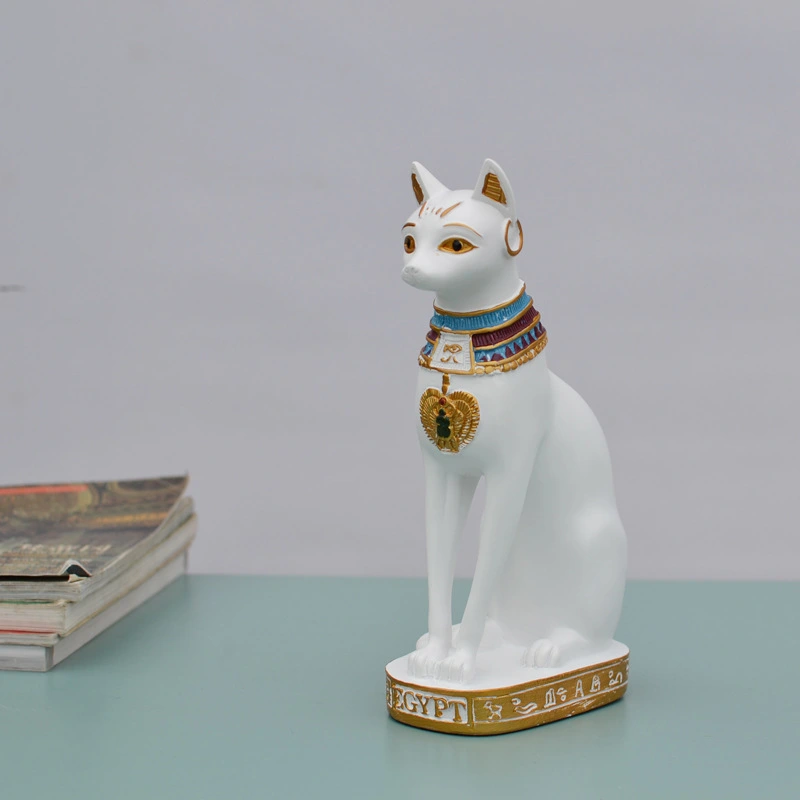 Egyptian Style Resin Cat Ornament Chic Resin Egypt Cat Shaped Adornment for Home