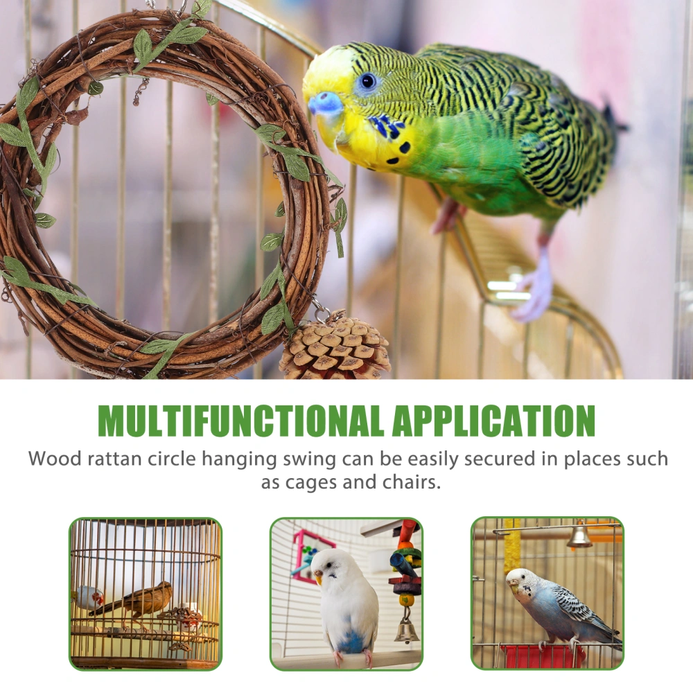 Parrot Wooden Rattan Swing Perch Hanging Swing Bird Cage Interior Swing Prop