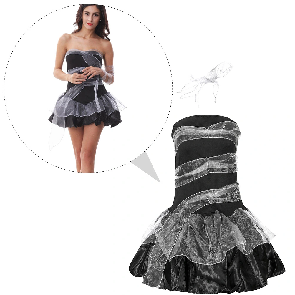 1Pc Halloween Dress Girl Zombie Costume Ghost Bride Dress Devil Dress Costume