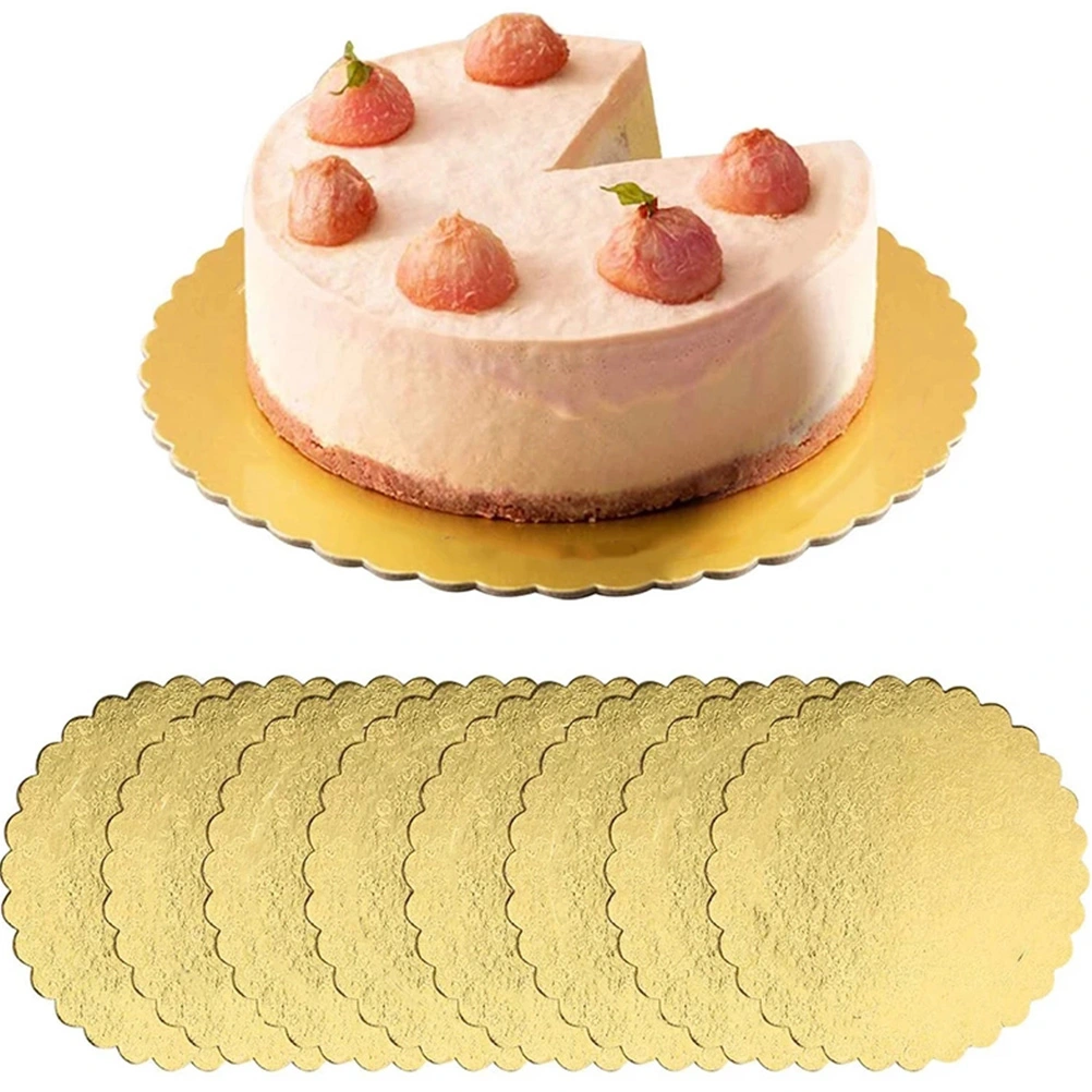 3Pcs Paper Cake Serving Trays Cake Trays Cake Boards for Birthday (Golden)