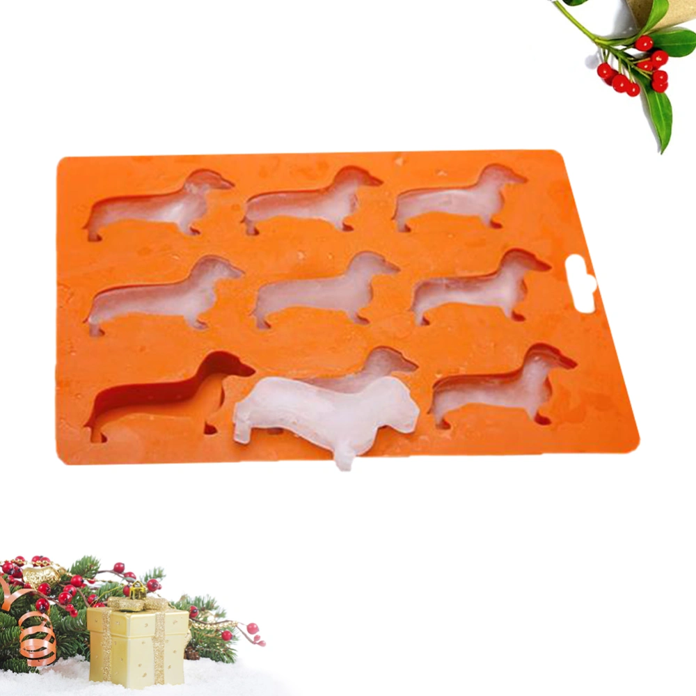 9 Grids Mold Ice Maker Creative Dog Pattern Silicone Ice Cube Tray DIY Silicone Mold (Orange)