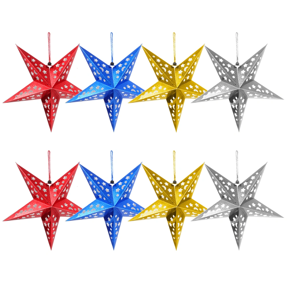 8pcs Origami Pentagram Lampshades Hanging Star Pendants Colorful Pentagram