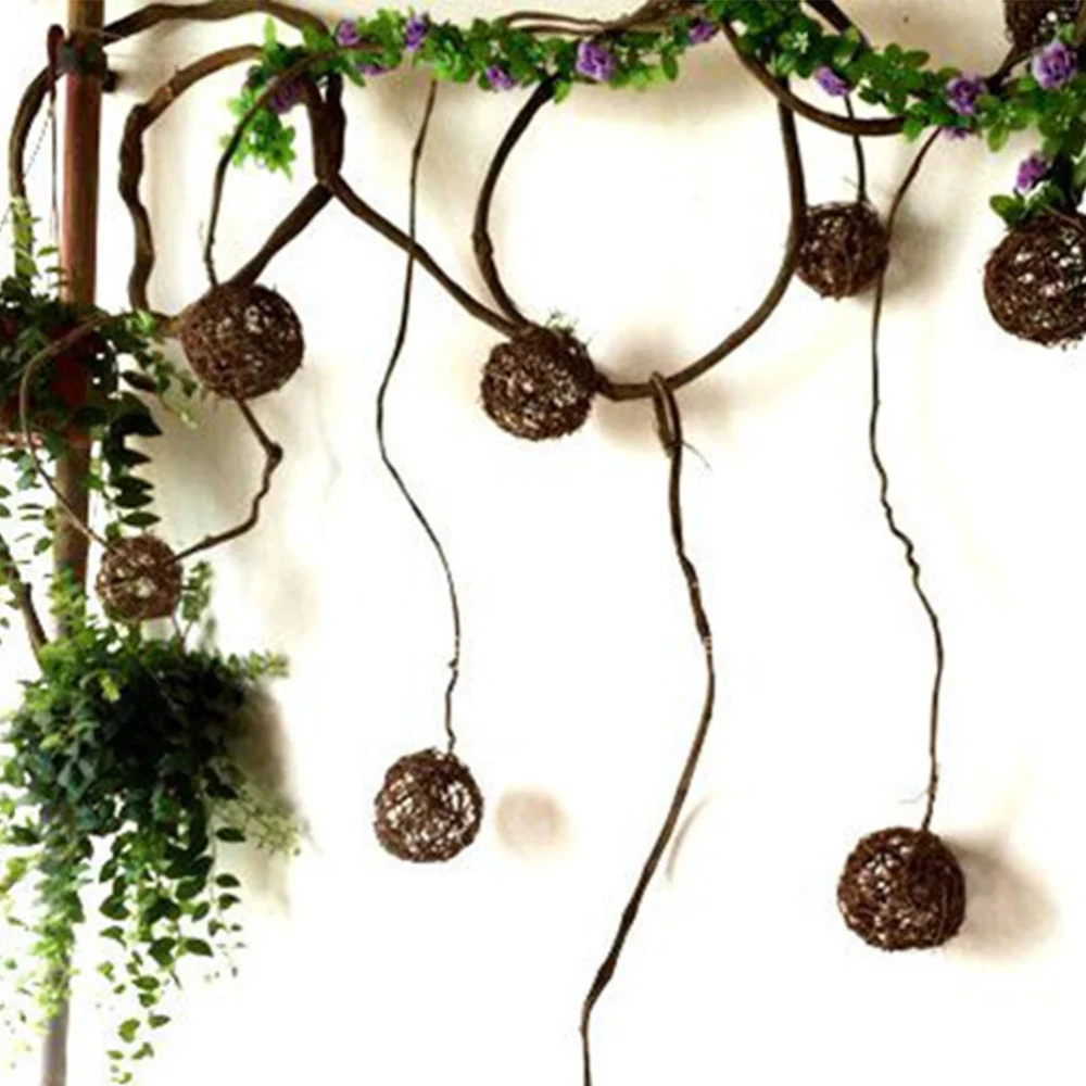 10PCS Hand Knitting Decorative Vine Balls Room Pendant Tree Hanging Ornaments for Kindergarten Cafe Bar Wedding (9cm)