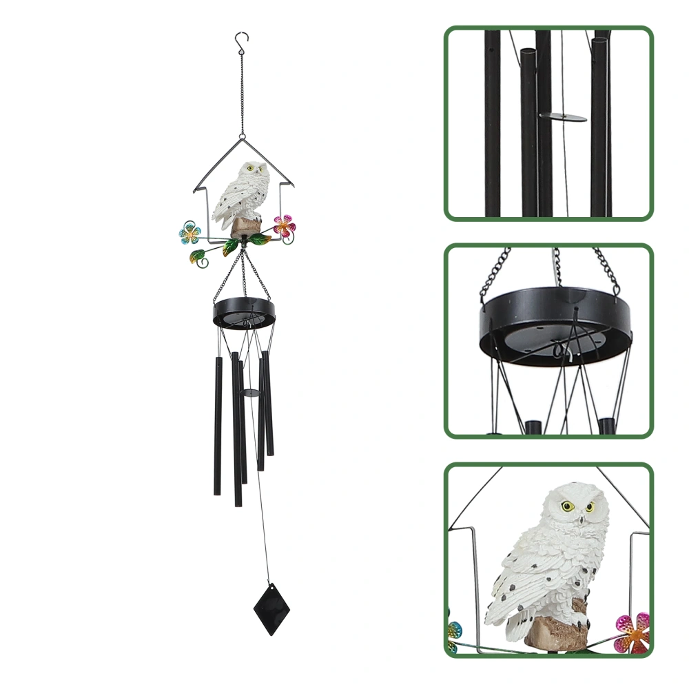 Solar Lighting Wind Chime Owl-shaped Wind Bell Pendant Iron Hanging Decor