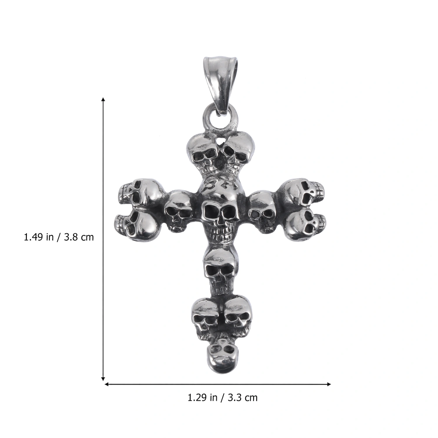 Stainless Steel Cross Skull Necklace Pendant Jewelry Adult Neck Decoration