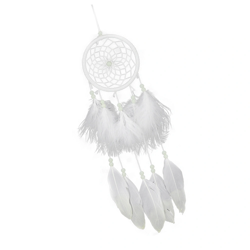 Handmade Dream Catcher Feather Luminous Beads Wind Chime Pendant Wall Hanging Ornament Home Car Decoration for Decor