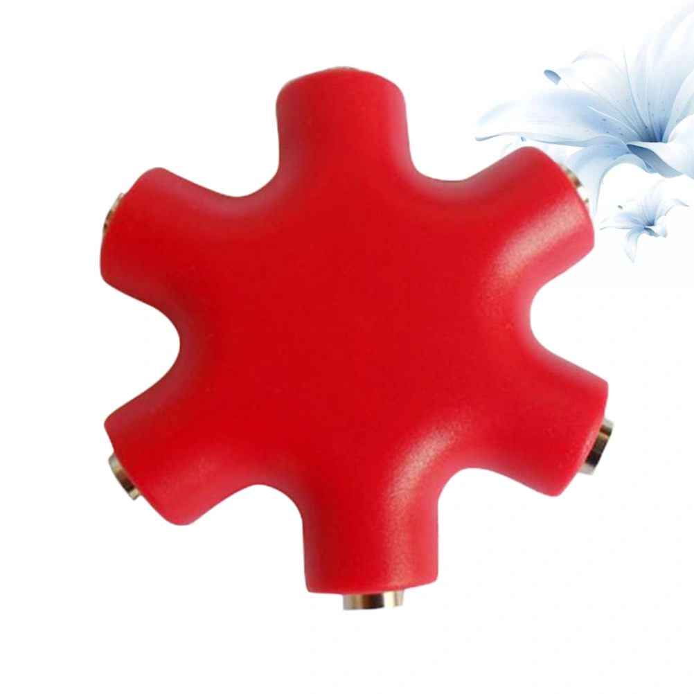Snow Shape 6 Port 3.5mm Headset Universal Splitter Portable Keychain Earphone Splitter With Audio Signal Cable(Red)