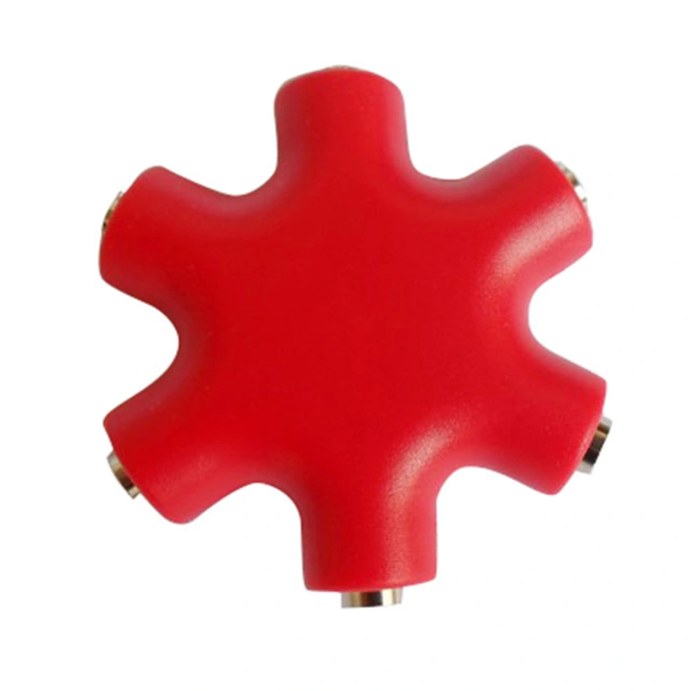 Snow Shape 6 Port 3.5mm Headset Universal Splitter Portable Keychain Earphone Splitter With Audio Signal Cable(Red)