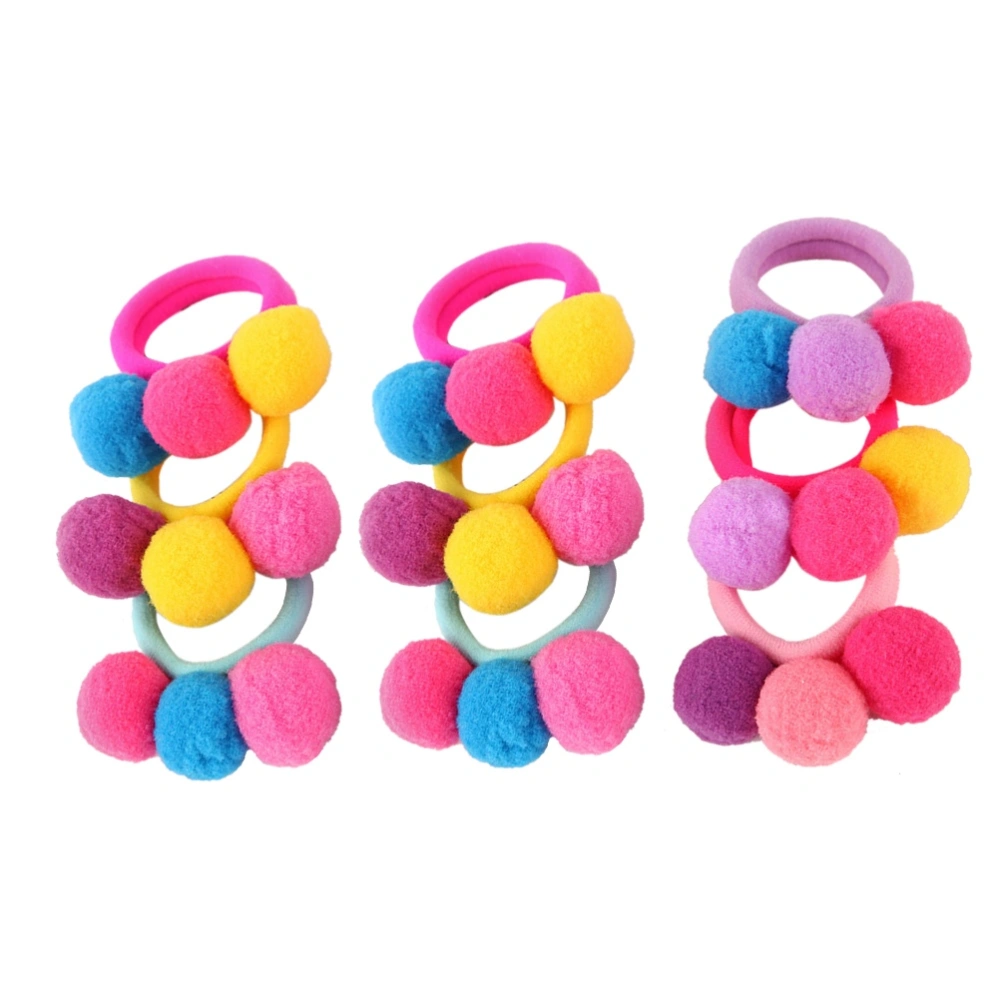 10pcs/lot Children Hair Accessories Baby Kids Hair Ring Hair Ropes Pompon Elastic Hair Band Girl Lovely Ball Rubber Band (Random Color)