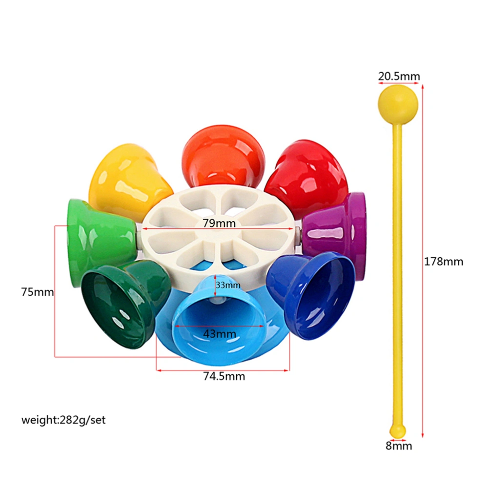 8-tone Octave Hand Bell Percussion Instrument  Kindergarten Early Educational Teaching Aid Octave Teaching Instrument (Colorful)