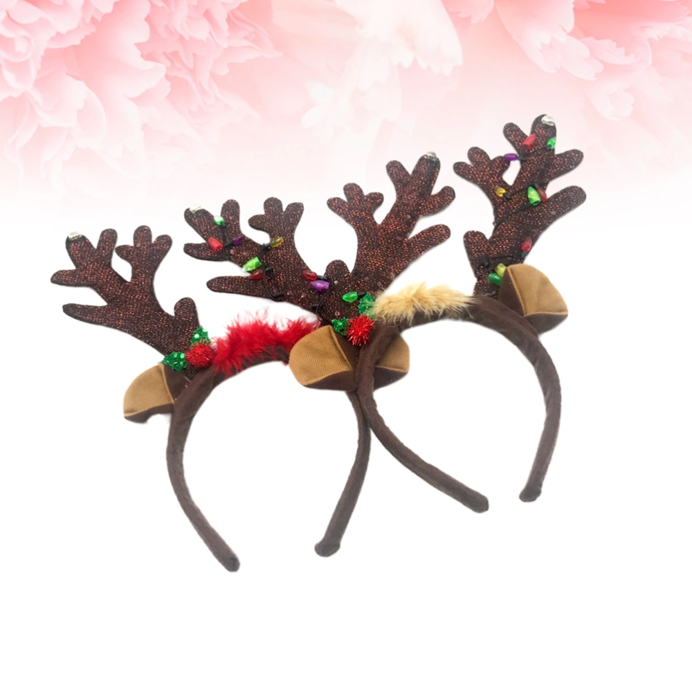 1pc Luminous Hair Hoops Christmas Antler Headdress Hair Band Hair Accessories for Kids Children