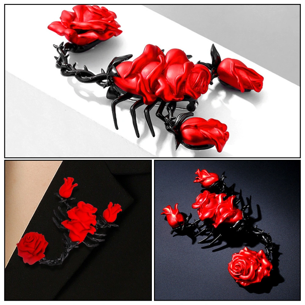 1Pc Creative Scorpion Shape Brooch Vintage Rose Pattern Brooch Clothes Decor