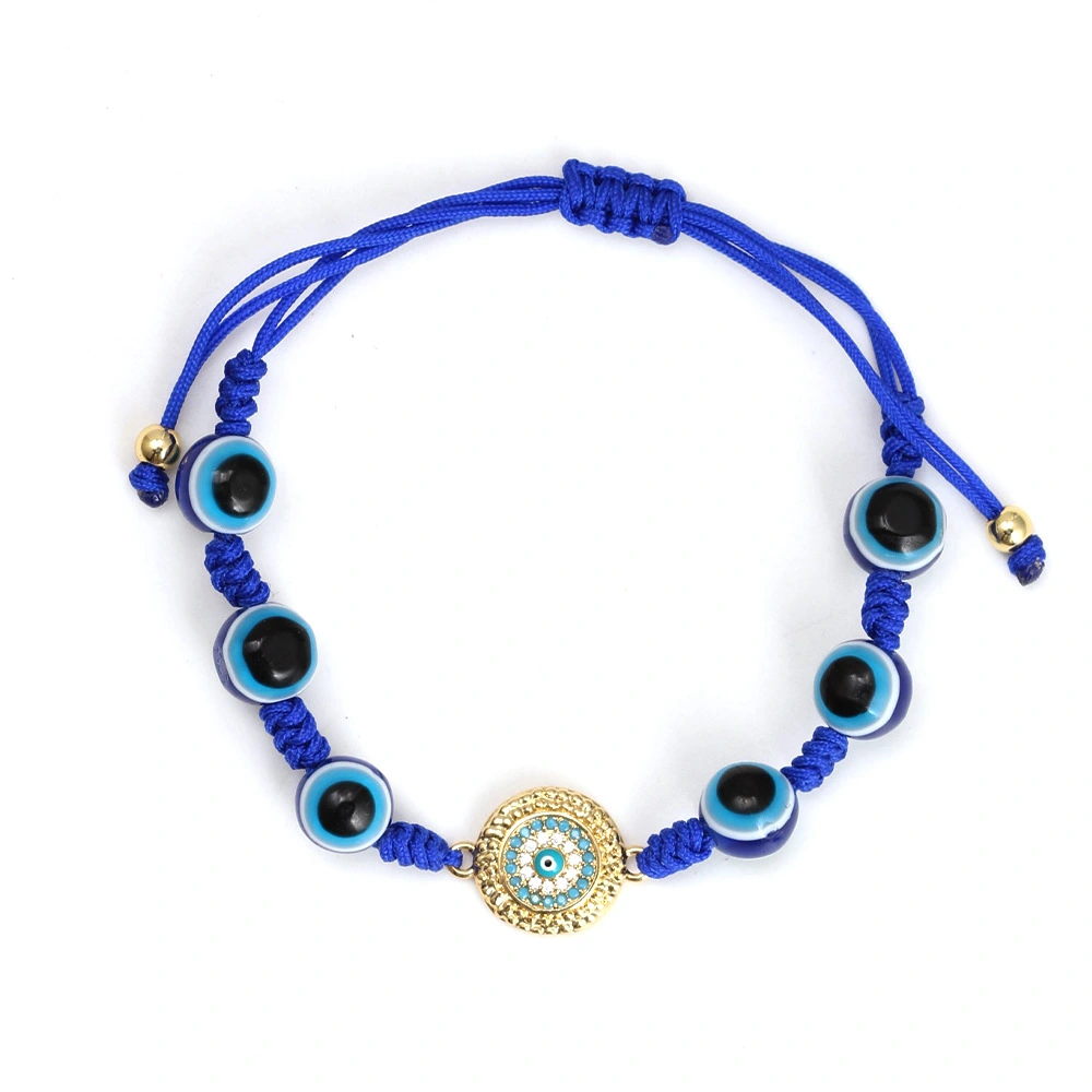 Evil Eye Beaded Bracelet Evil Eye Beads String Rope Braid Bracelet Women Hand Chain