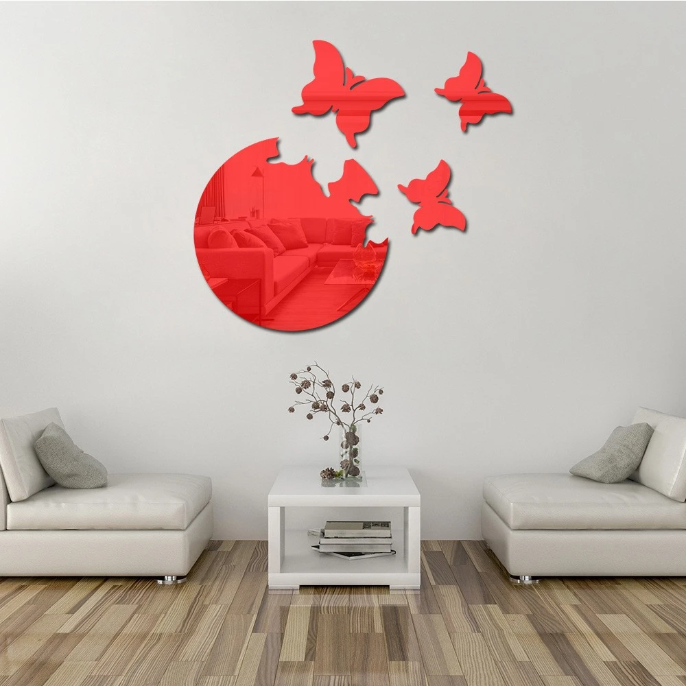 Butterfly Flying Acrylic Mirror Wall Sticker Diy Self-adhesive Butterfly Acrylic Wall Sticker